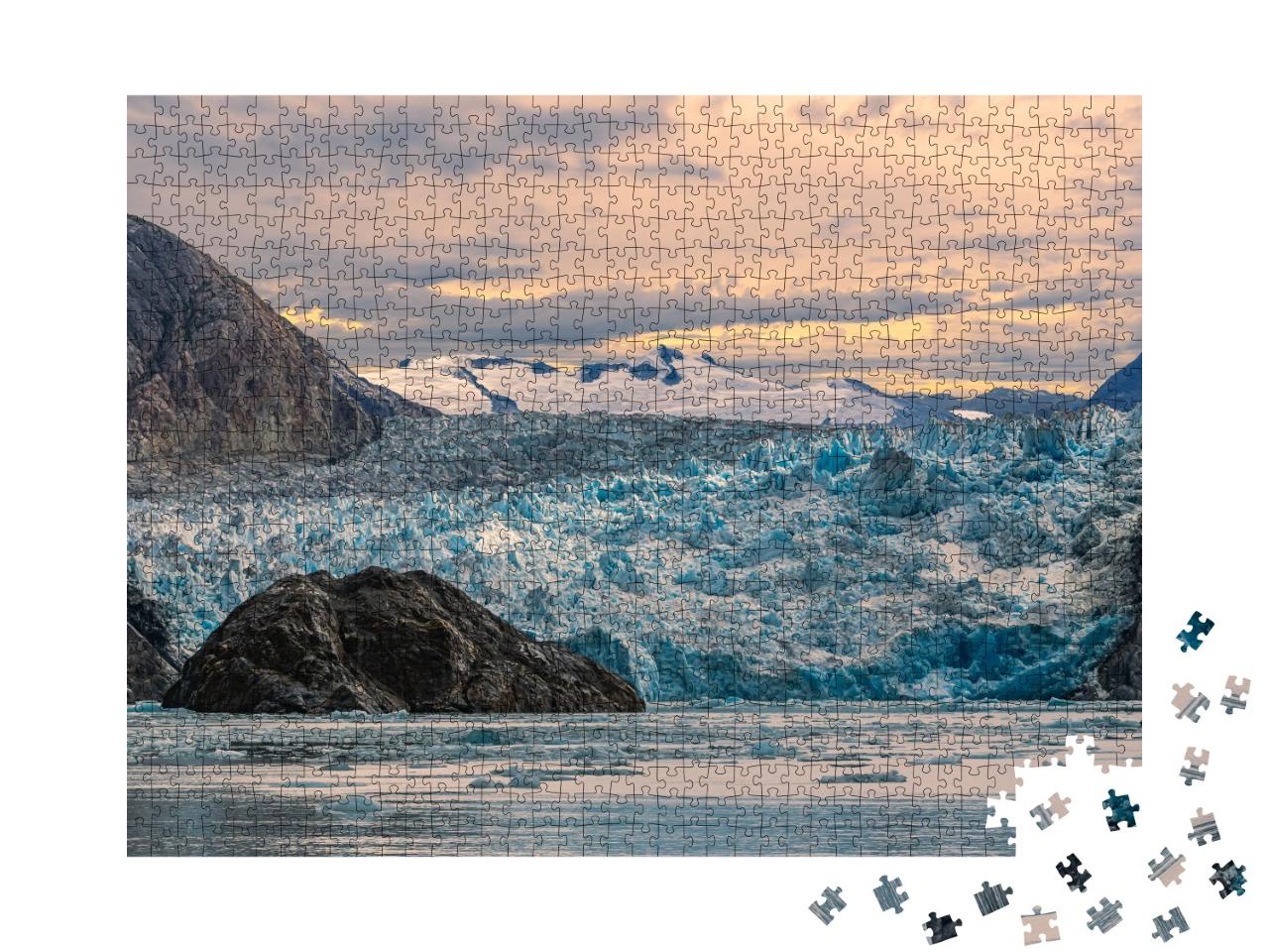 Puzzle de 1000 pièces « Coucher de soleil sur le glacier Sawyer, Alaska »