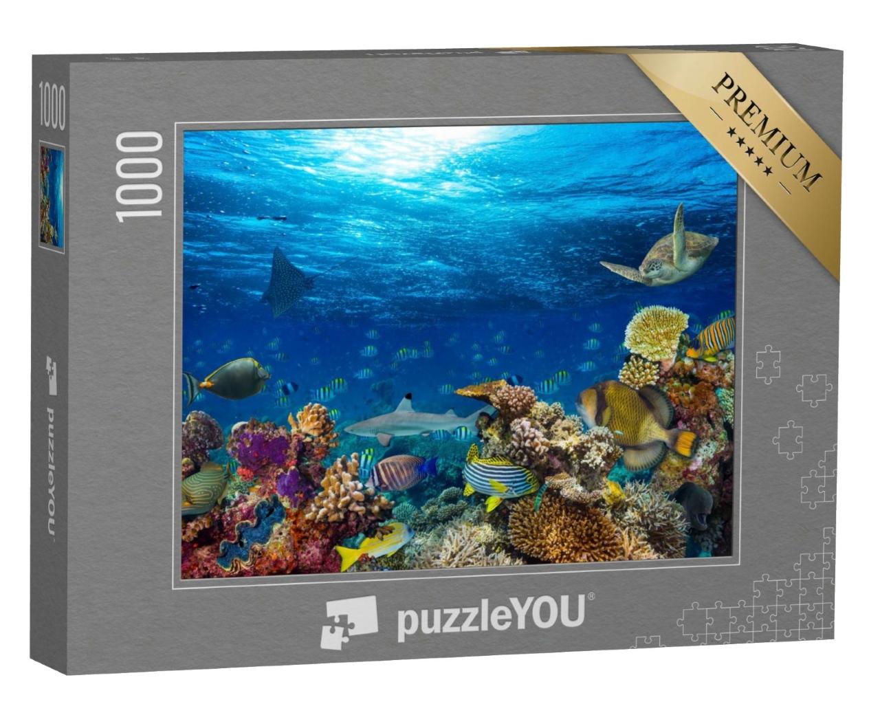 Puzzle de 1000 pièces « Océan bleu et monde sous-marin multicolore »