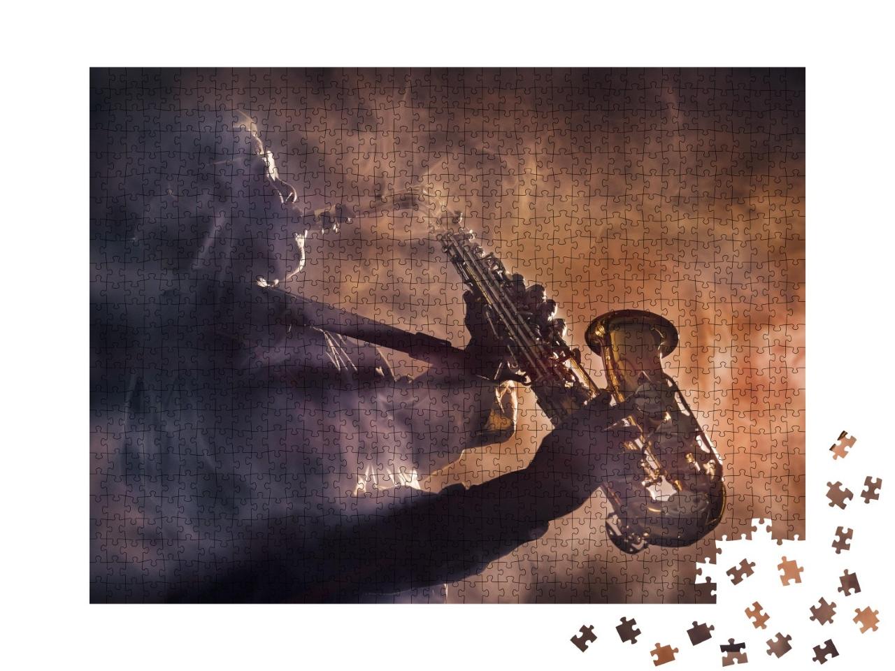 Puzzle de 1000 pièces « Musicien de jazz avec son saxophone »