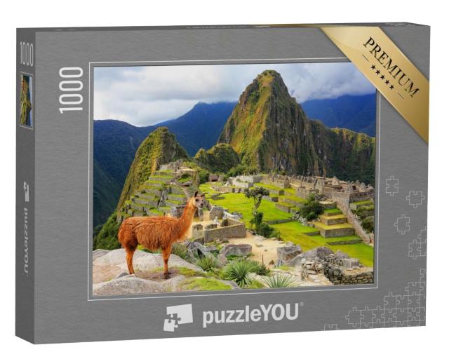 Puzzle de 1000 pièces « Lama au Machu Picchu, Pérou »