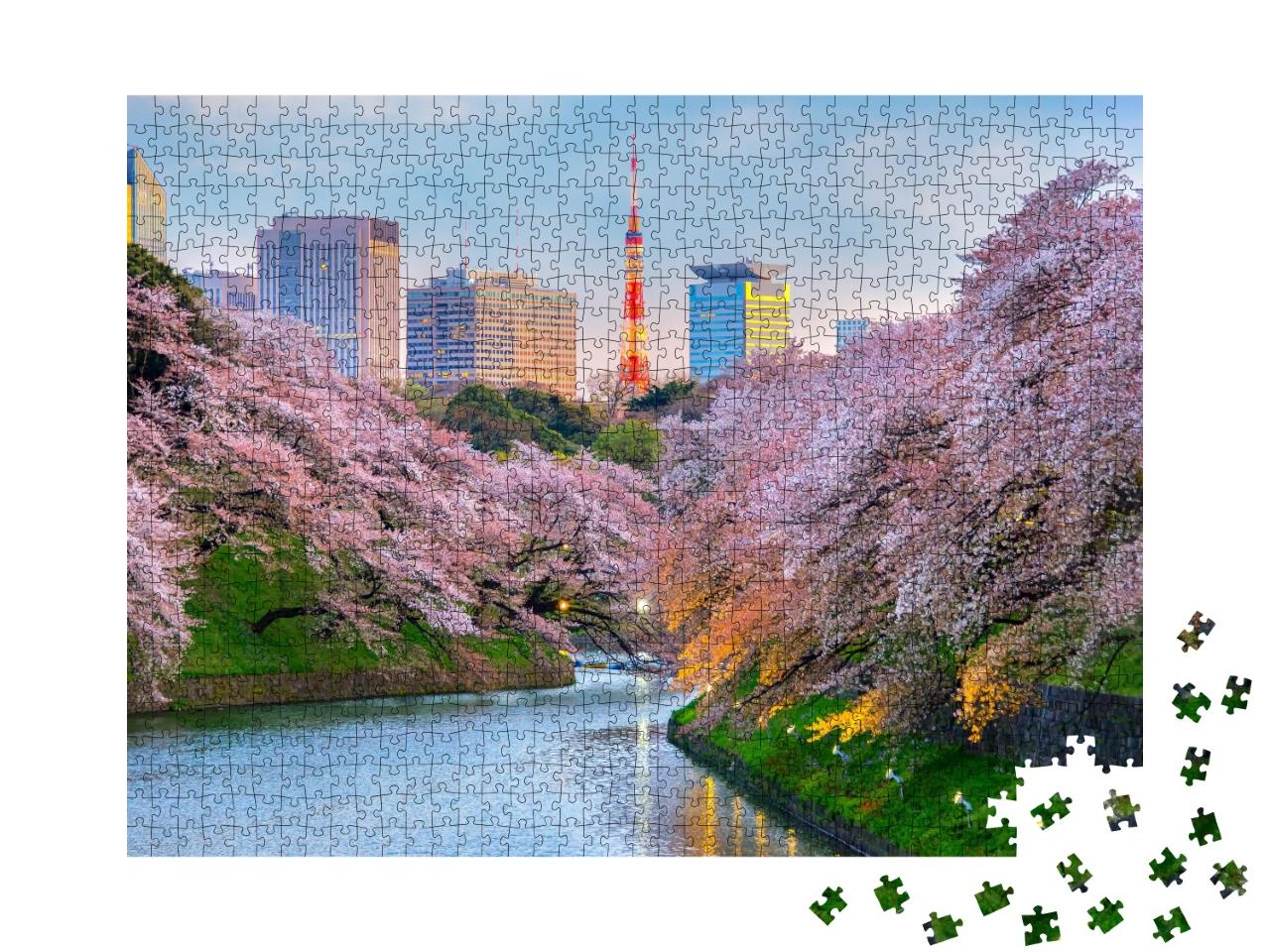Puzzle de 1000 pièces « Cerisiers en fleurs dans le parc Chidorigafuchi à Tokyo »