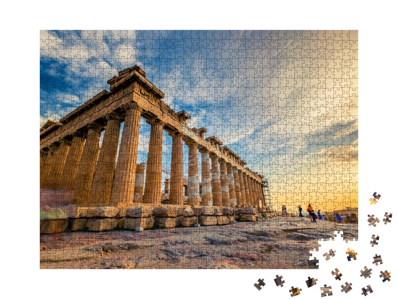 Puzzle de 1000 pièces « Colonnes du Parthénon au coucher du soleil, Acropole, Athènes »