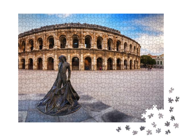 Puzzle de 1000 pièces « Vue du soir des arènes de Nîmes - France »