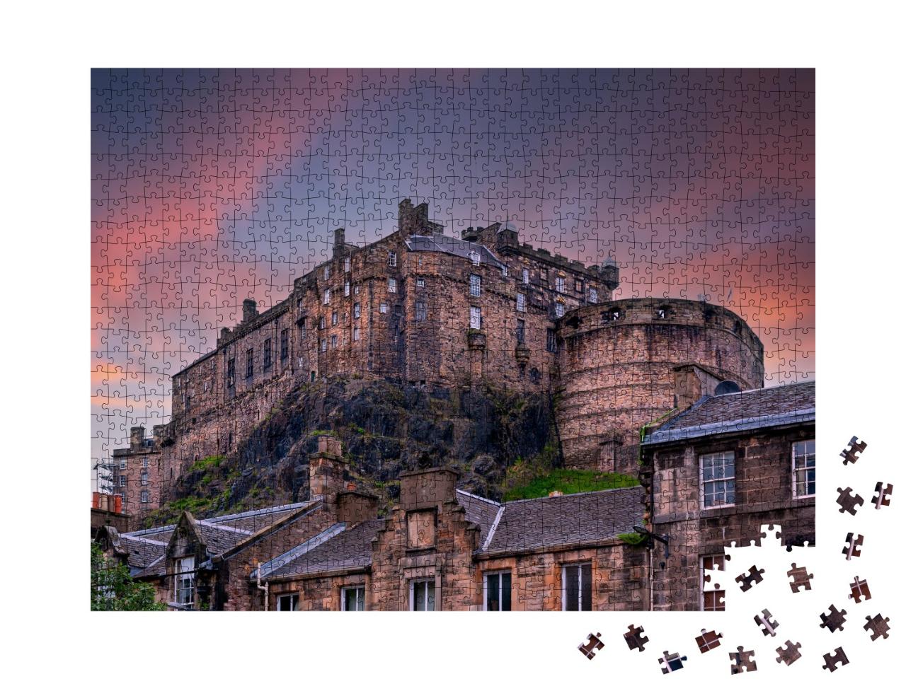 Puzzle de 1000 pièces « Château d'Édimbourg au coucher du soleil, Écosse, Royaume-Uni »
