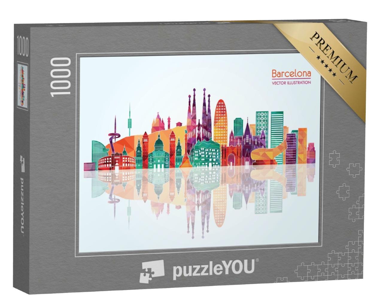 Puzzle de 1000 pièces « Vektor-Illustration : Ligne d'horizon de Barcelone »