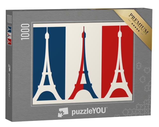 Puzzle de 1000 pièces « graphique : Drapeau français avec la Tour Eiffel »