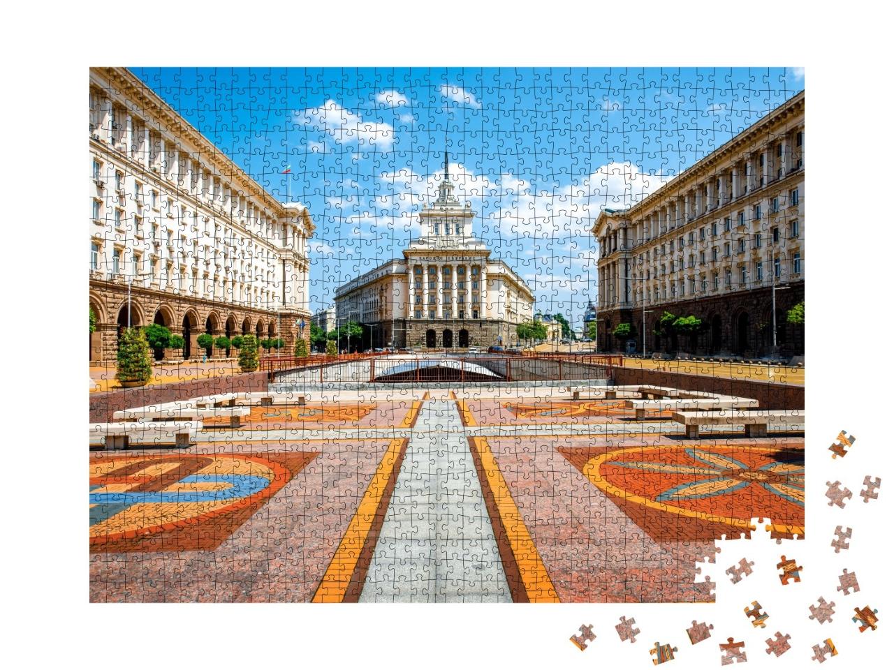 Puzzle de 1000 pièces « Classicisme socialiste : ensemble de trois bâtiments à Sofia, Bulgarie »