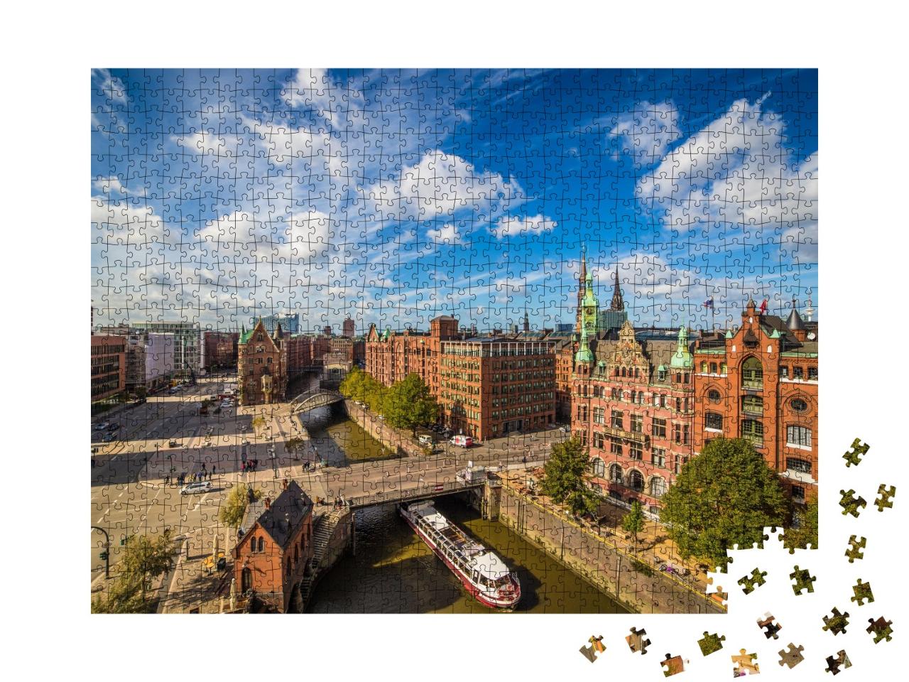 Puzzle de 1000 pièces « La ville des entrepôts de Hambourg : patrimoine culturel mondial en Allemagne »