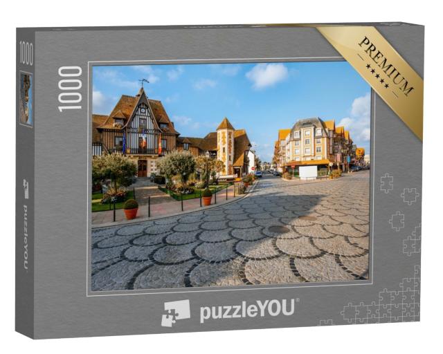 Puzzle de 1000 pièces « Bâtiment de l'hôtel de ville dans la lumière du matin à Deauville, la célèbre ville française de Normandie »