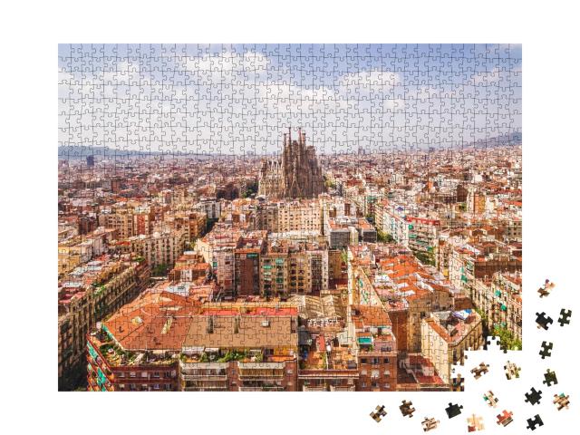 Puzzle de 1000 pièces « Cathédrale Sagrada Familia et paysage urbain de Barcelone »