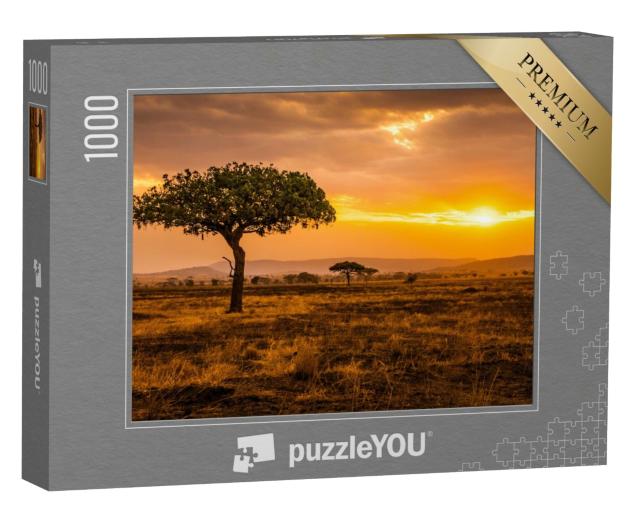 Puzzle de 1000 pièces « Coucher de soleil doré dans le Serengeti, Kenya »