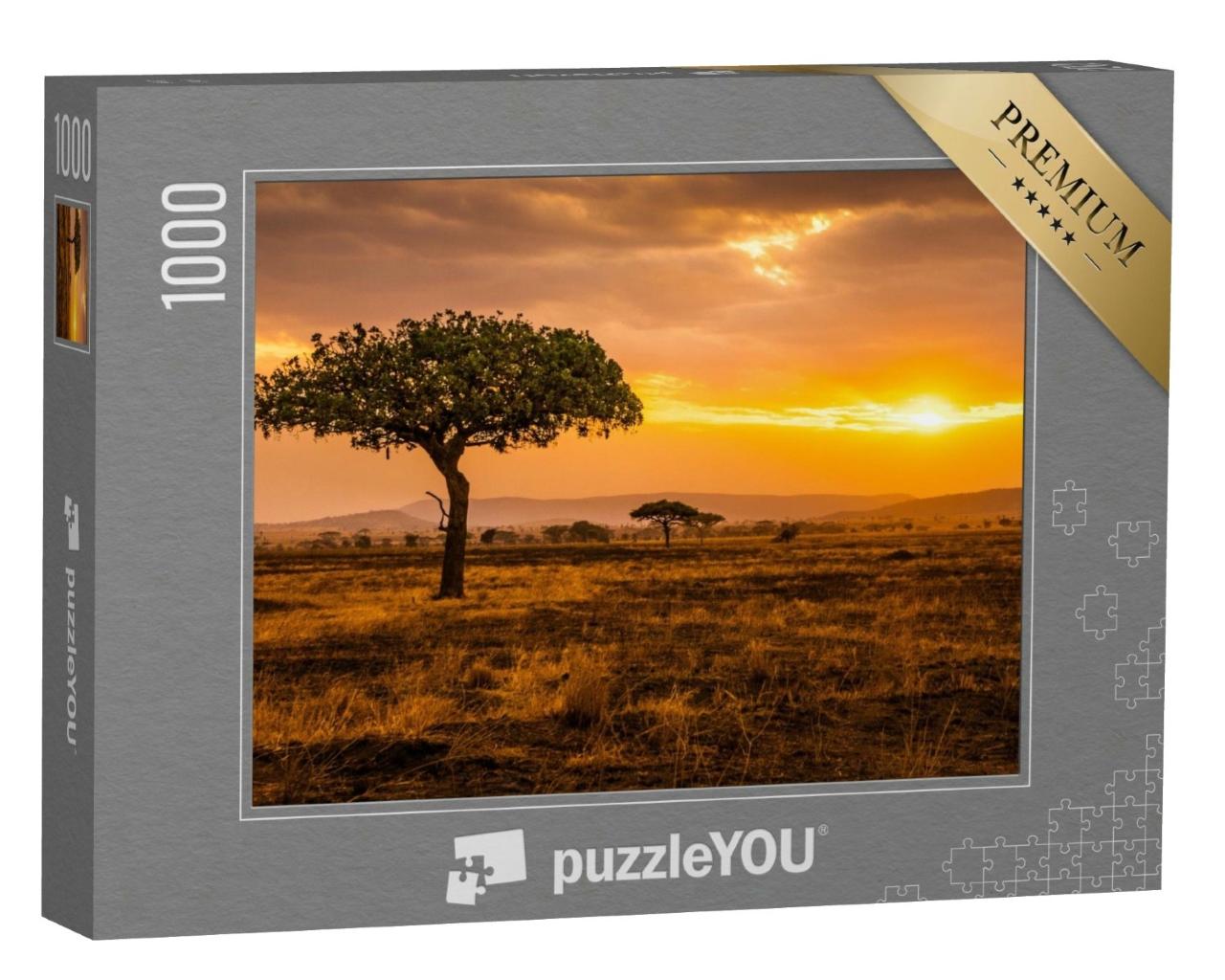 Puzzle de 1000 pièces « Coucher de soleil doré dans le Serengeti, Kenya »