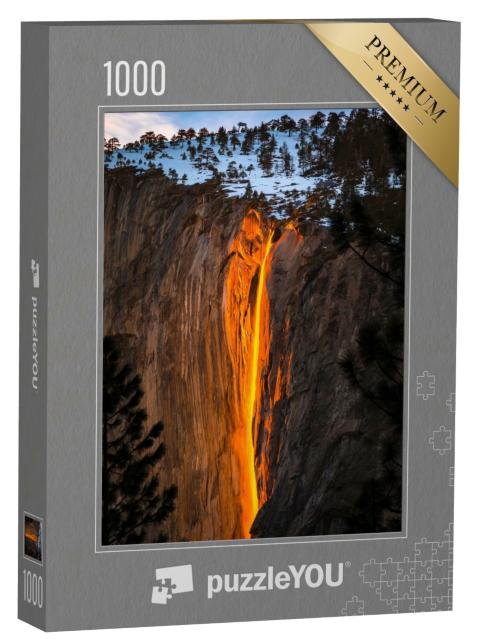 Puzzle de 1000 pièces « Chute de feu de Yosemite au coucher du soleil, Californie, États-Unis »