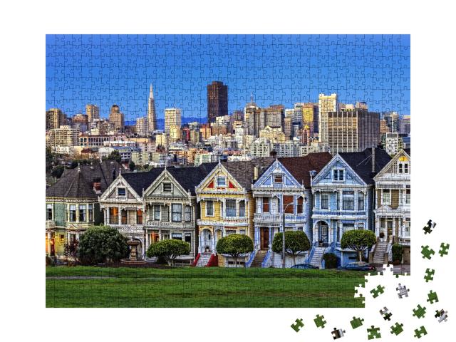 Puzzle de 1000 pièces « Vue depuis Alamo Square au crépuscule, San Francisco »