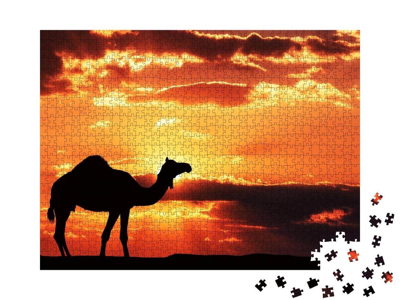 Puzzle de 1000 pièces « Silhouette d'un chameau en Afrique »