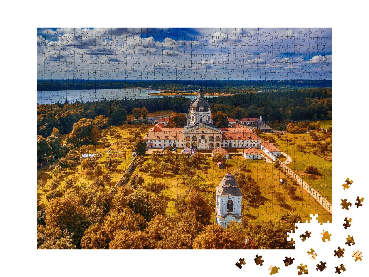 Puzzle de 1000 pièces « Monastère et église de Pazaislis sur une île Hab dans le réservoir de Kaunas, Lituanie »