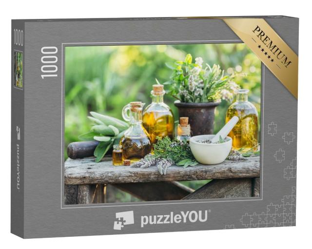 Puzzle de 1000 pièces « Huile et herbes du jardin »