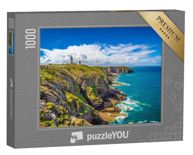 Puzzle de 1000 pièces « Côte avec phare : péninsule du Cap Fréhel en Bretagne, France »