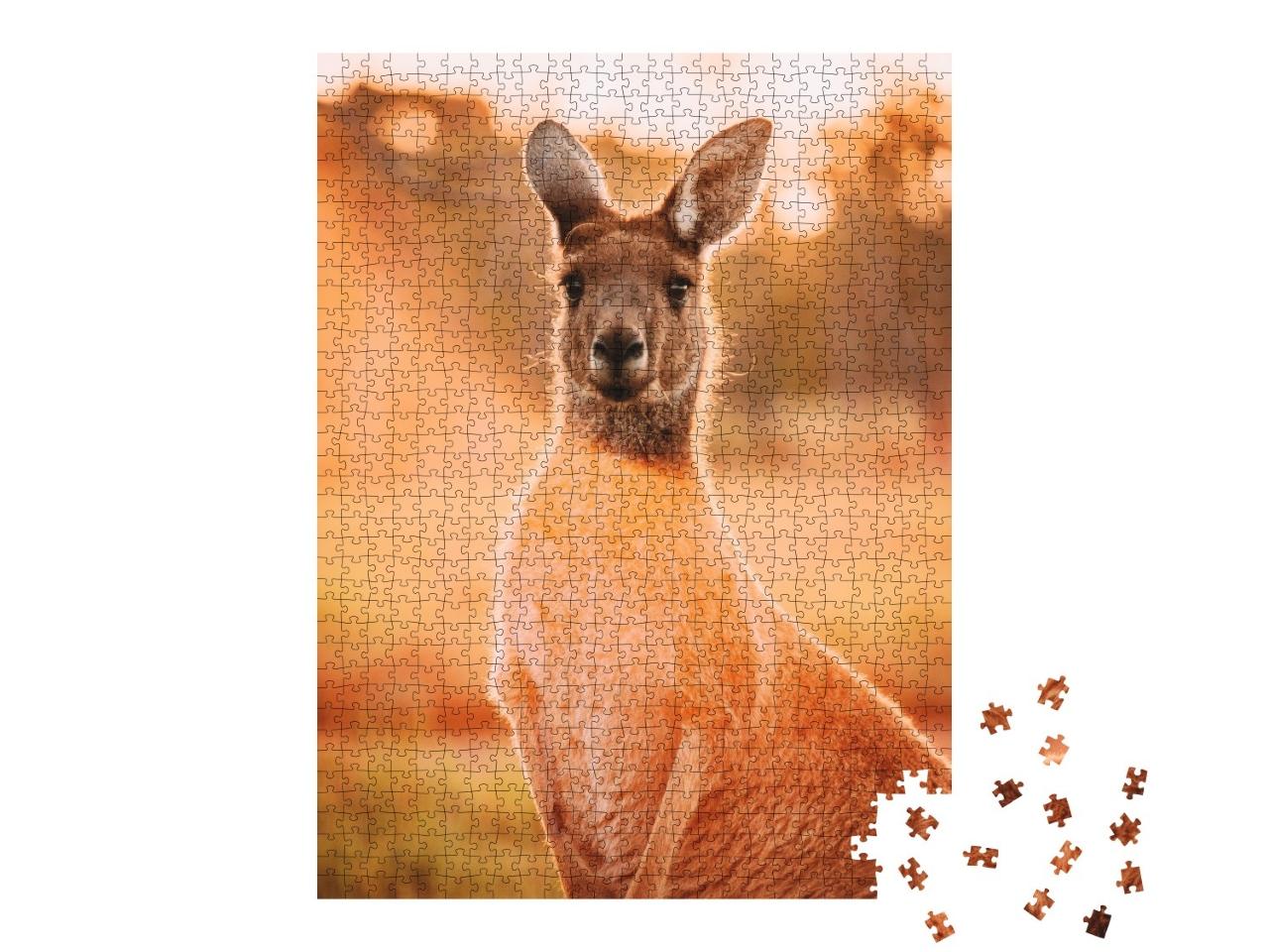 Puzzle de 1000 pièces « Kangourou au coucher du soleil, Perth, Australie occidentale »