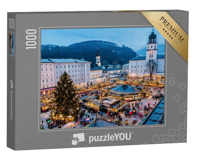 Puzzle de 1000 pièces « Vieille ville de Salzbourg avec marché de Noël, Autriche »