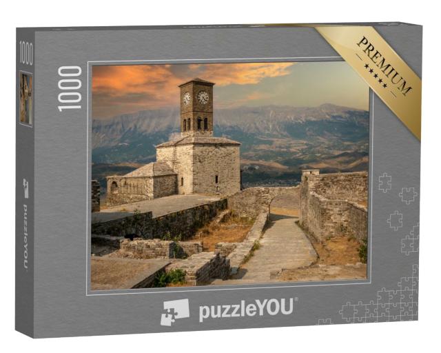 Puzzle de 1000 pièces « Tour de l'horloge et forteresse à Gjirokaster, Albanie »
