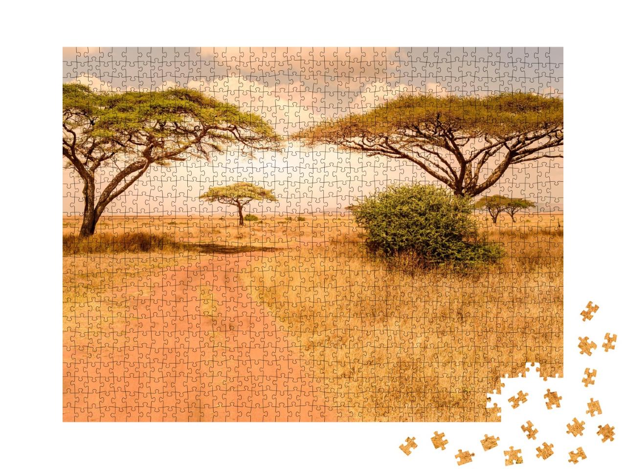 Puzzle de 1000 pièces « Route à travers le parc national du Serengeti, Tanzanie, Afrique »