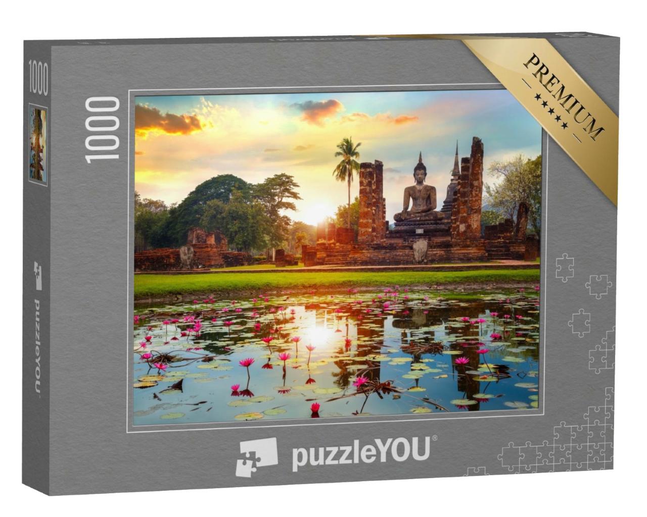 Puzzle de 1000 pièces « Temple Wat Mahathat, un site classé au patrimoine mondial de l'UNESCO, Thaïlande »