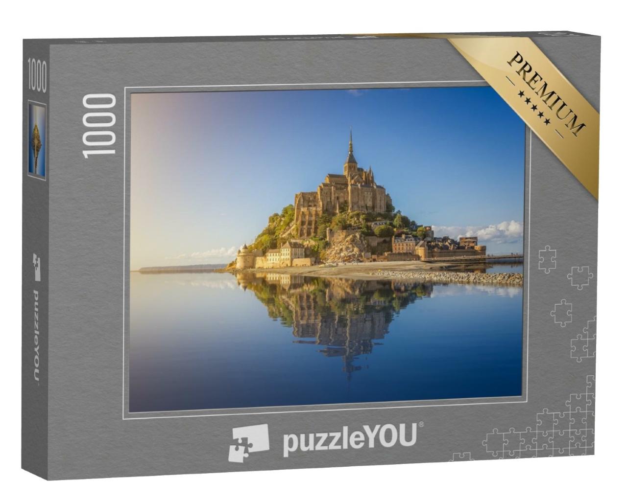 Puzzle de 1000 pièces « Île à marée du Mont Saint-Michel le soir, Normandie, France »