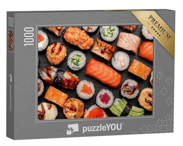 Puzzle de 1000 pièces « Sushi nigiri et maki sur ardoise »