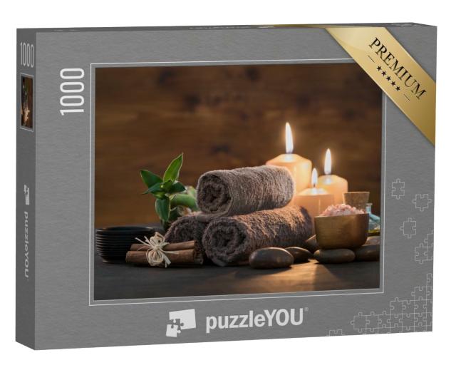 Puzzle de 1000 pièces « Serviettes en bambou et bougies pour se détendre »