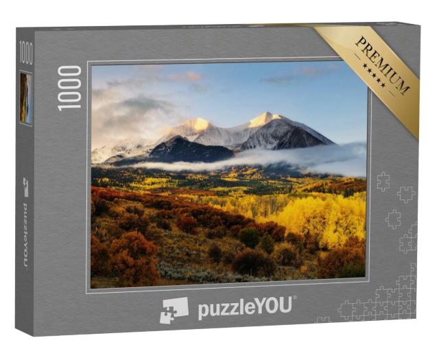 Puzzle de 1000 pièces « Lever de soleil sur Twin Mountain Vue sur le Mont Sopris, Colorado »