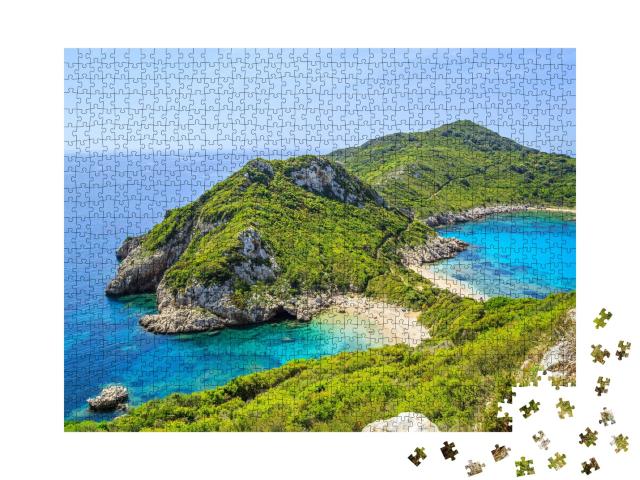 Puzzle de 1000 pièces « Panorama de la plage Prto Timoni, Corfou, Grèce »