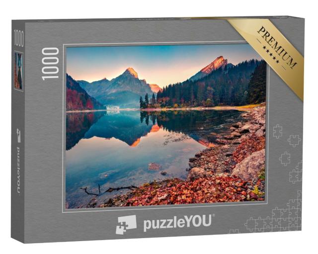 Puzzle de 1000 pièces « Vue automnale sur le lac supérieur dans les Alpes suisses »