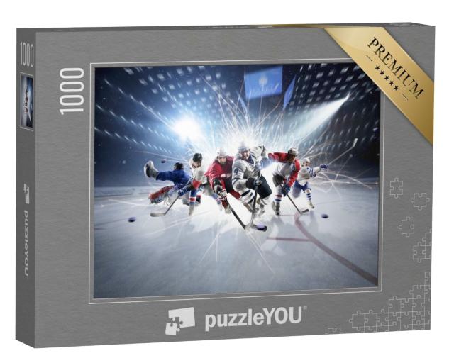 Puzzle de 1000 pièces « Collage de joueurs de hockey sur glace en action »
