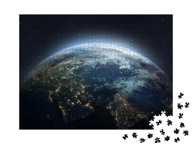 Puzzle de 1000 pièces « La Terre la nuit, lumières de la ville sur la planète »