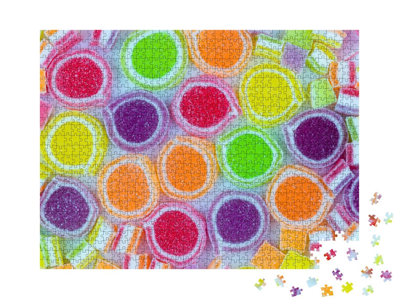 Puzzle de 1000 pièces « Doux comme du sucre : bonbons gélifiés juteux et colorés »