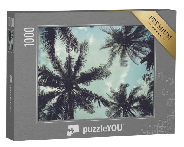 Puzzle de 1000 pièces « Branches de cocotiers contre ciel bleu »
