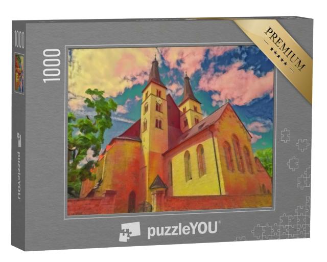 Puzzle de 1000 pièces « dans le style artistique de Franz Marc - Heiligkreuz Nordhausen Dom en Thuringe, Allemagne »
