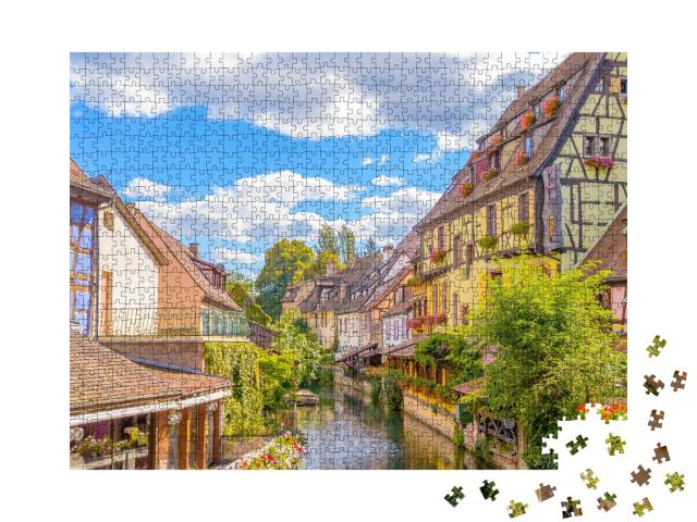 Puzzle de 1000 pièces « La pittoresque ville de Colmar en Alsace avec son architecture historique et son canal »