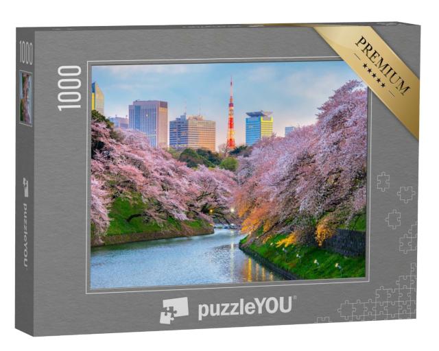 Puzzle de 1000 pièces « Cerisiers en fleurs dans le parc Chidorigafuchi à Tokyo »