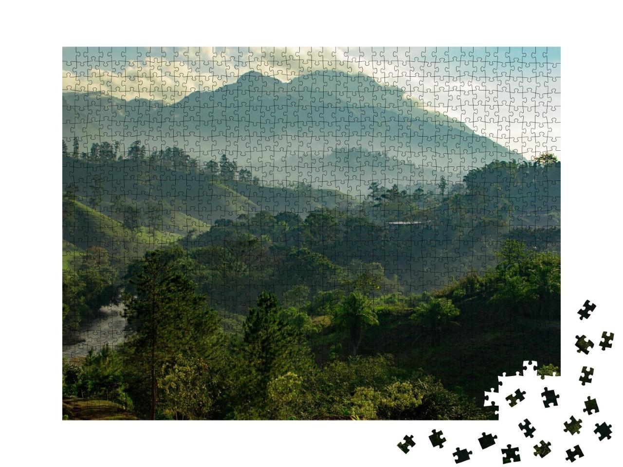 Puzzle de 1000 pièces « Guatemala, lever de soleil sur la jungle »