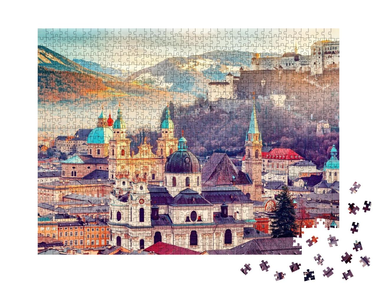 Puzzle de 1000 pièces « Magnifique vue sur Salzbourg en automne, Autriche »