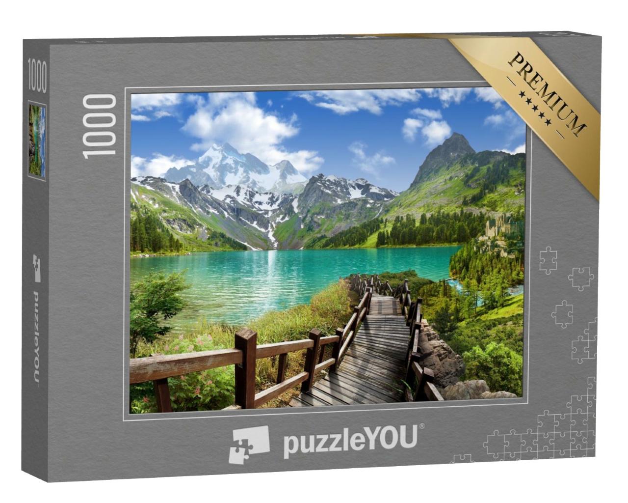 Puzzle de 1000 pièces « Vue panoramique sur le lac dans les montagnes »