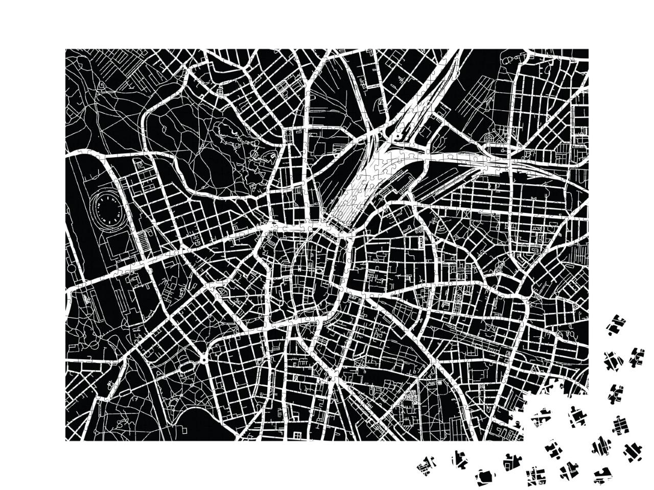 Puzzle de 1000 pièces « Plan de ville vectoriel de Leipzig, Allemagne »