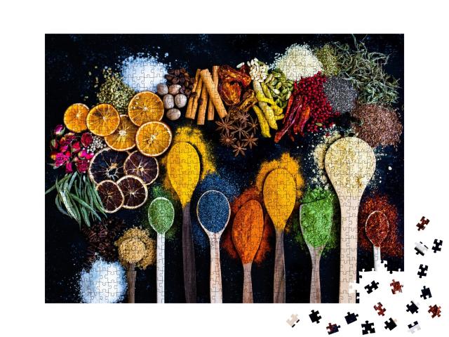Puzzle de 1000 pièces « Une variété colorée d'épices et de fruits secs »