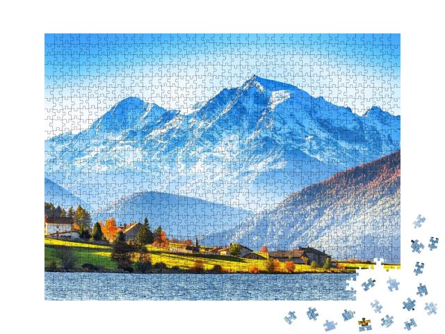 Puzzle de 1000 pièces « Lago della Muta, également connu sous le nom de Haidersee, Tyrol du Sud »