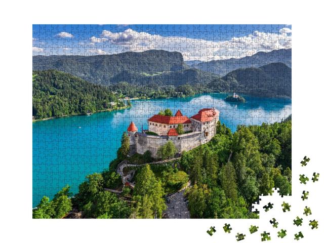 Puzzle de 1000 pièces « Château de Bled et lac de Bled, Slovénie »