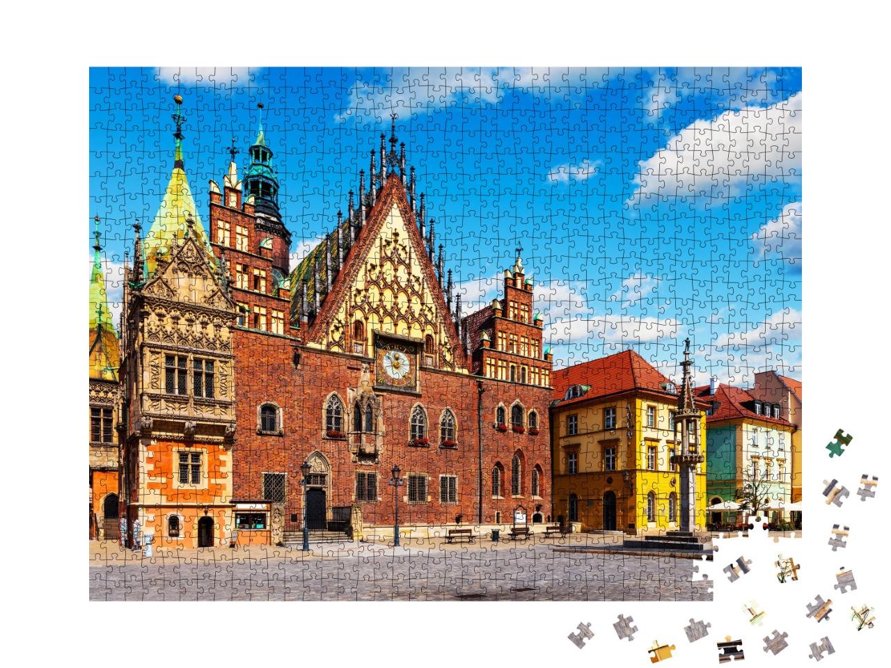 Puzzle de 1000 pièces « L'été à l'ancien hôtel de ville de Wroclaw, Pologne »