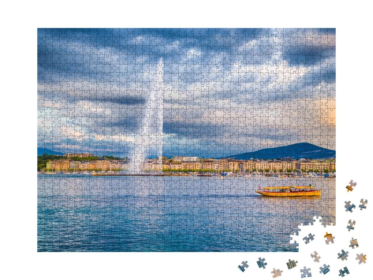Puzzle de 1000 pièces « Fontaine du jet d'eau de la rade de Genève, Suisse »