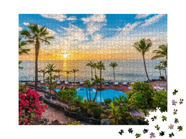 Puzzle de 1000 pièces « Coucher de soleil sur la côte d'Adeje, Ténérife, Espagne »